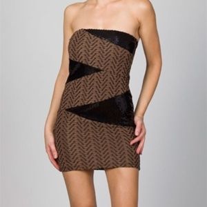 Brown and Black womens tube mini party dress